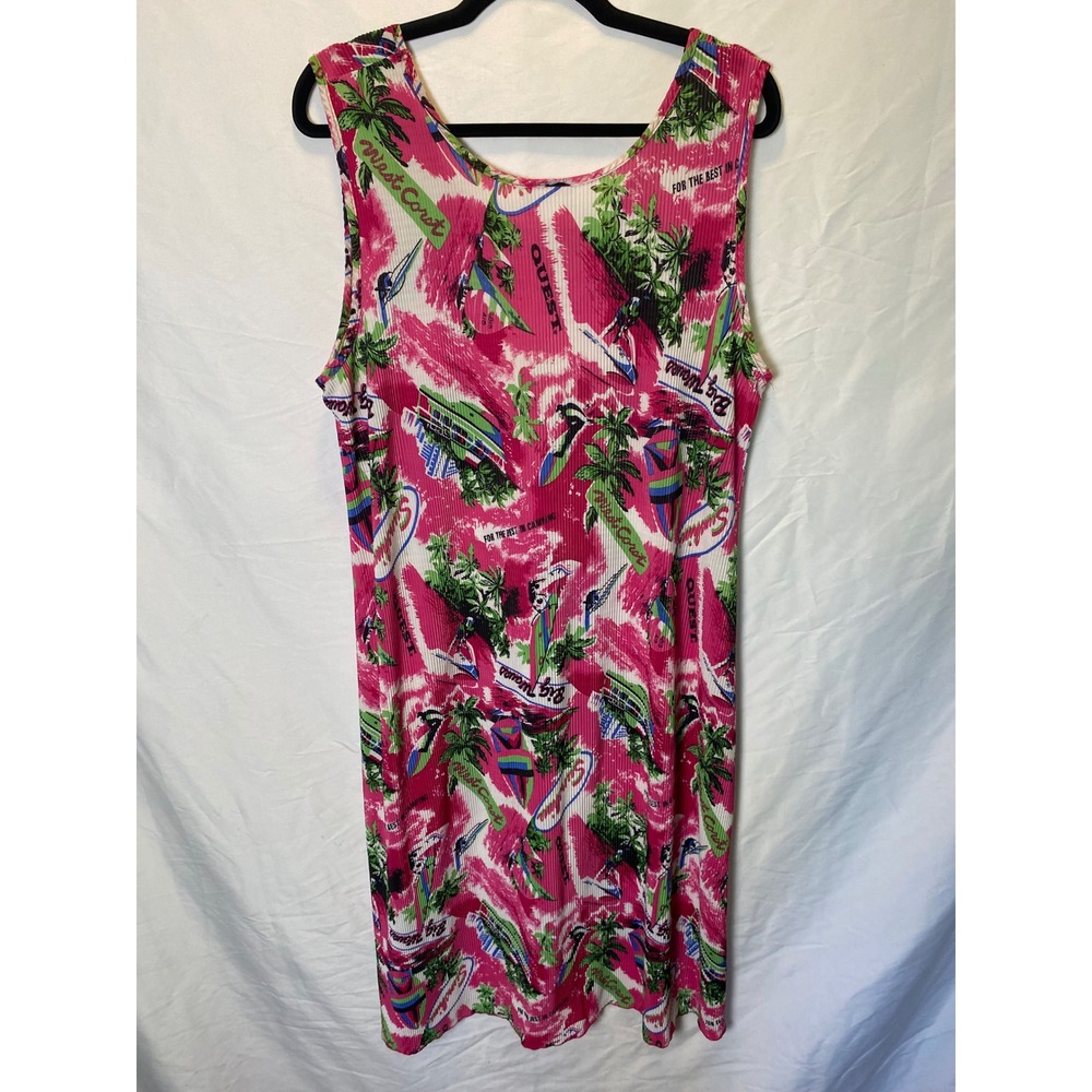 Vintage Fashion Code Tropical Dress Womens Large Pink Swim Coverup USA Retro - Picture 5 of 6